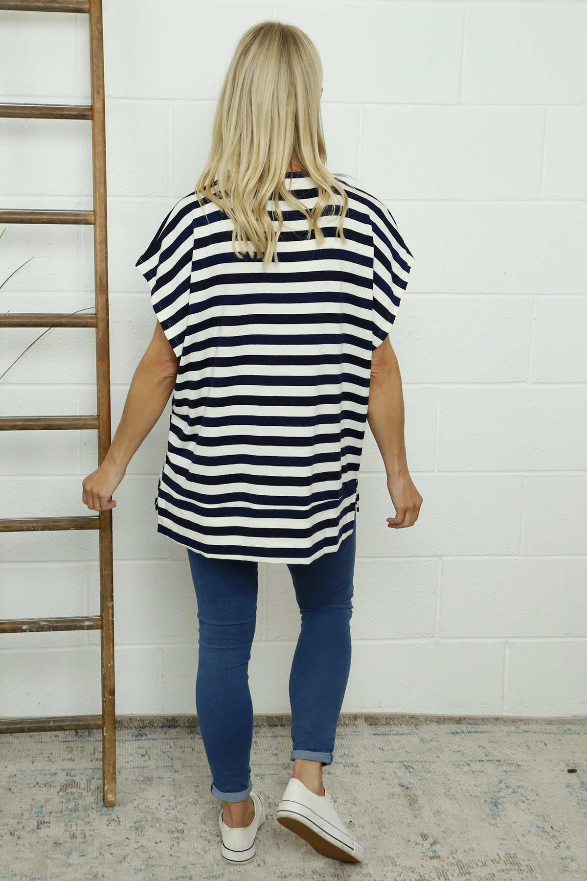 Winona Stripe Knit Top Navy