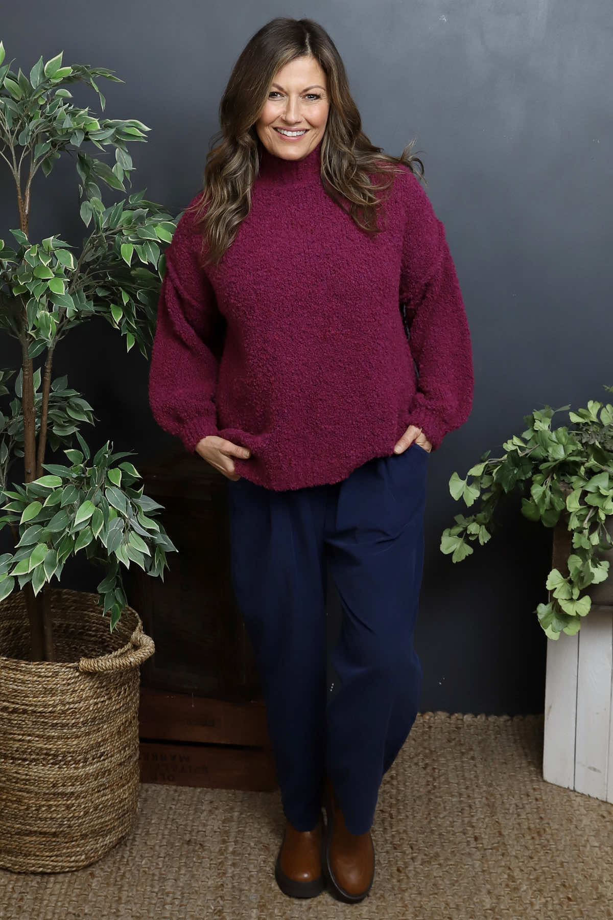 Melesina Boucle Jumper Berry