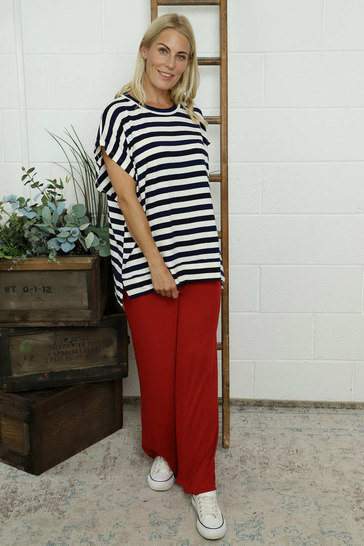 Winona Stripe Knit Top Navy