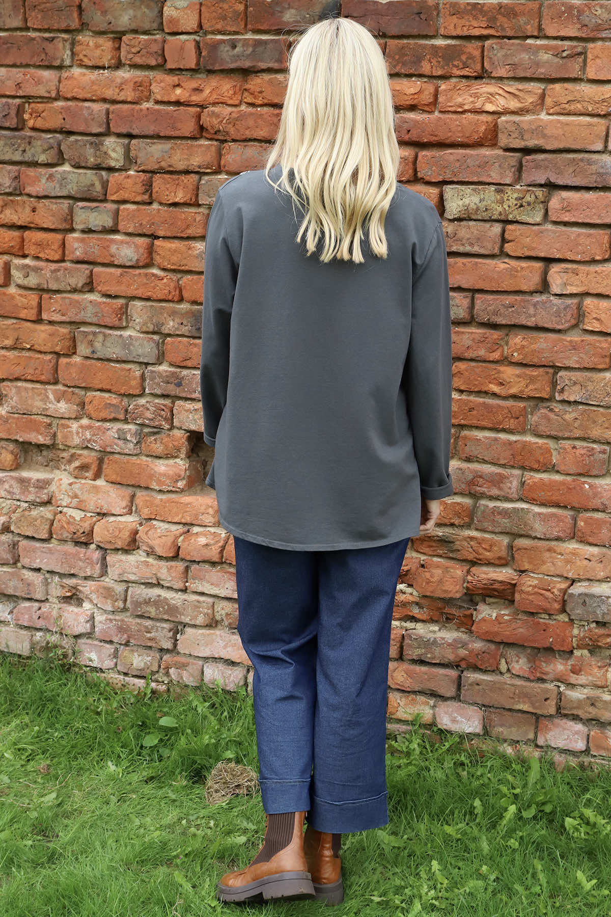 Barbara Pocket Cotton Top Charcoal