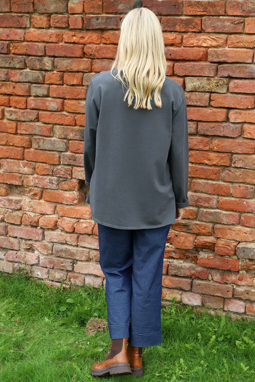 Barbara Pocket Cotton Top Charcoal - Image 4