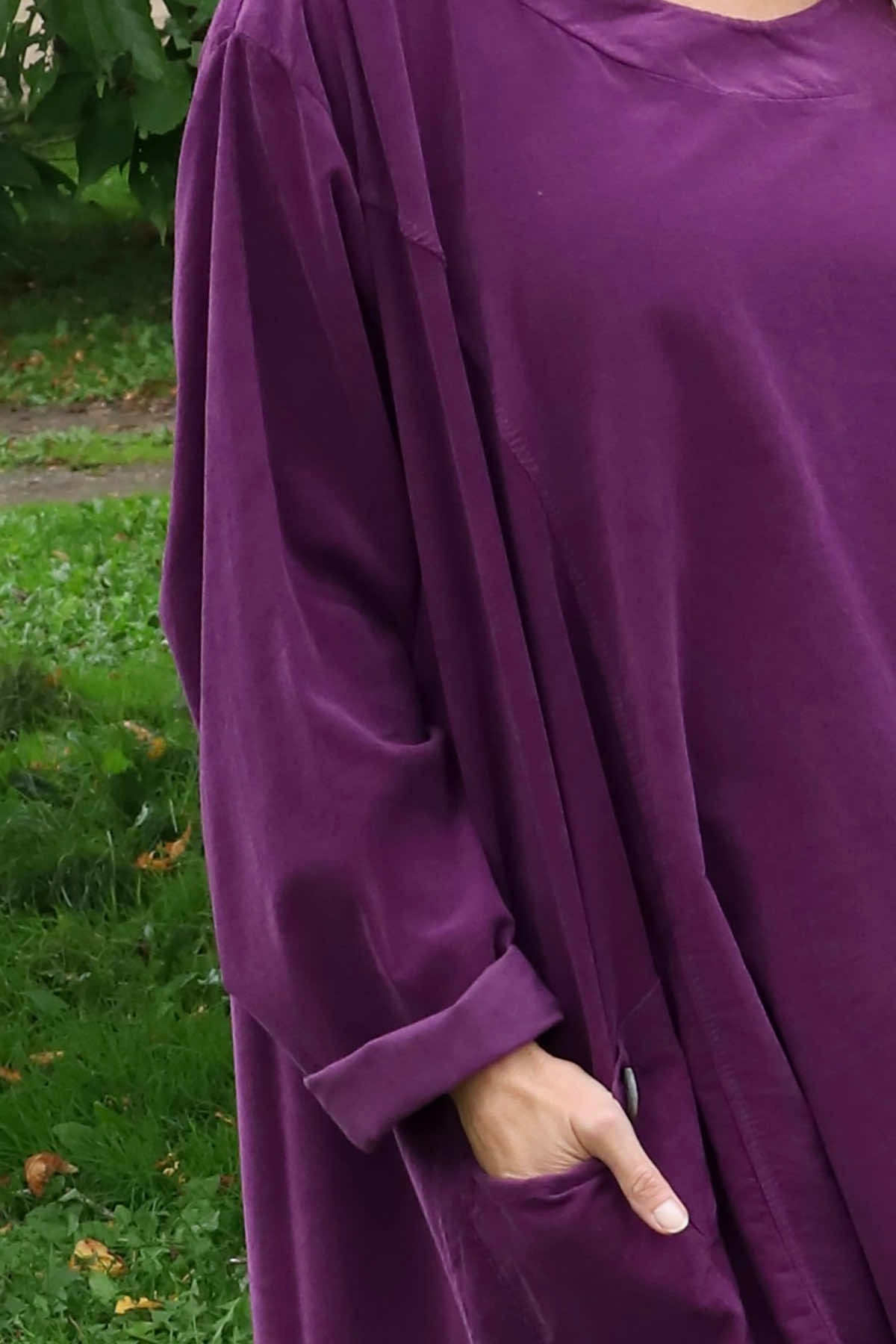 Shauna Button Pocket Needlecord Top Purple