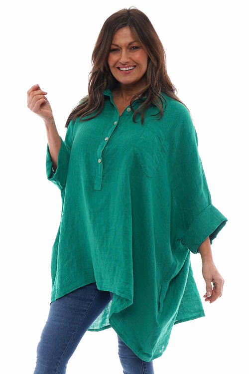 Par Linen Shirt Emerald - Image 3