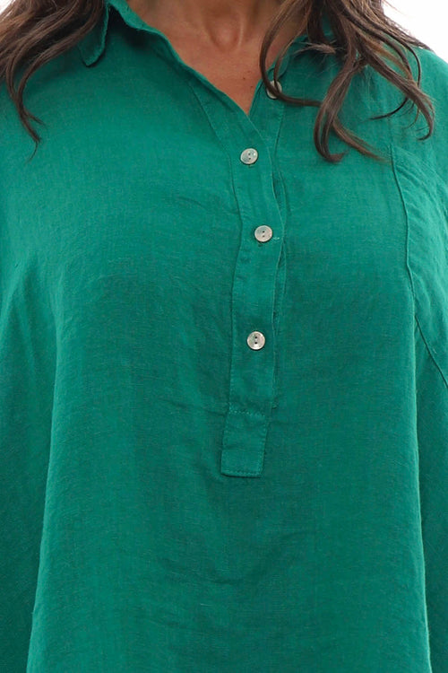 Par Linen Shirt Emerald - Image 2