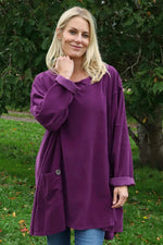 Shauna Button Pocket Needlecord Top Purple Purple - Shauna Button Pocket Needlecord Top Purple