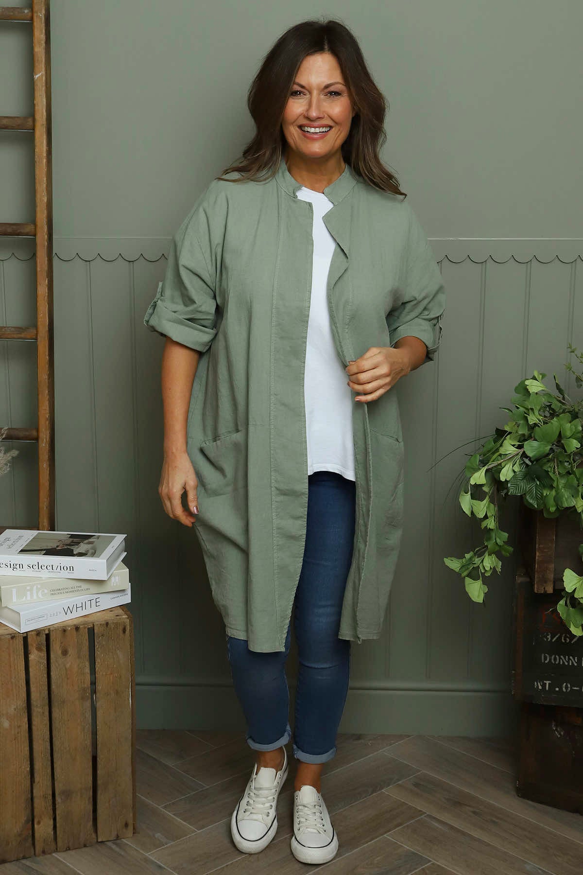 Gillian Linen Jacket Khaki