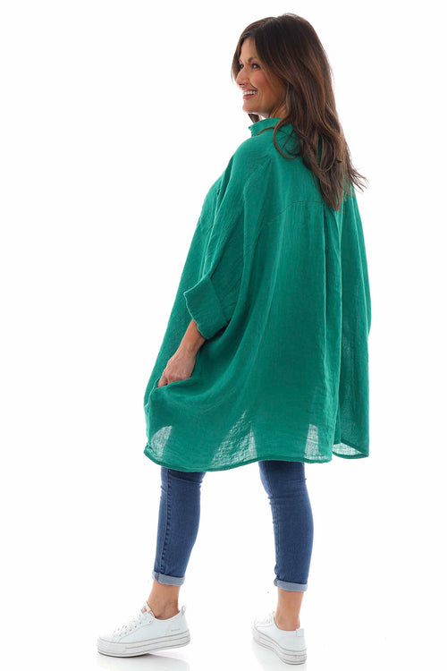 Par Linen Shirt Emerald - Image 6