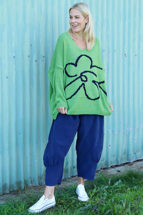 Roxanna Flower Knitted Jumper Green - Image 2