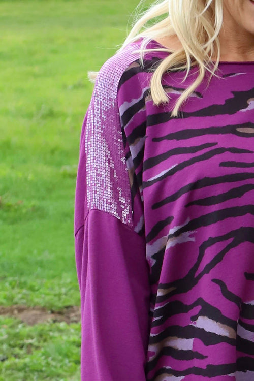 Estella Print Cotton Top Berry - Image 3