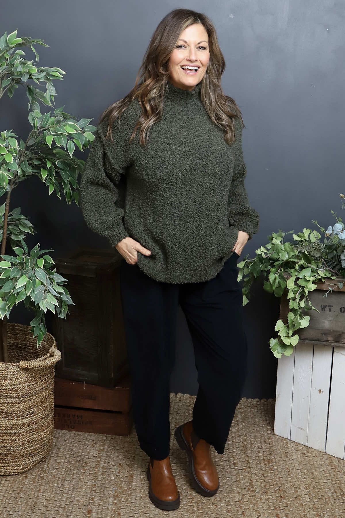 Melesina Boucle Jumper Khaki