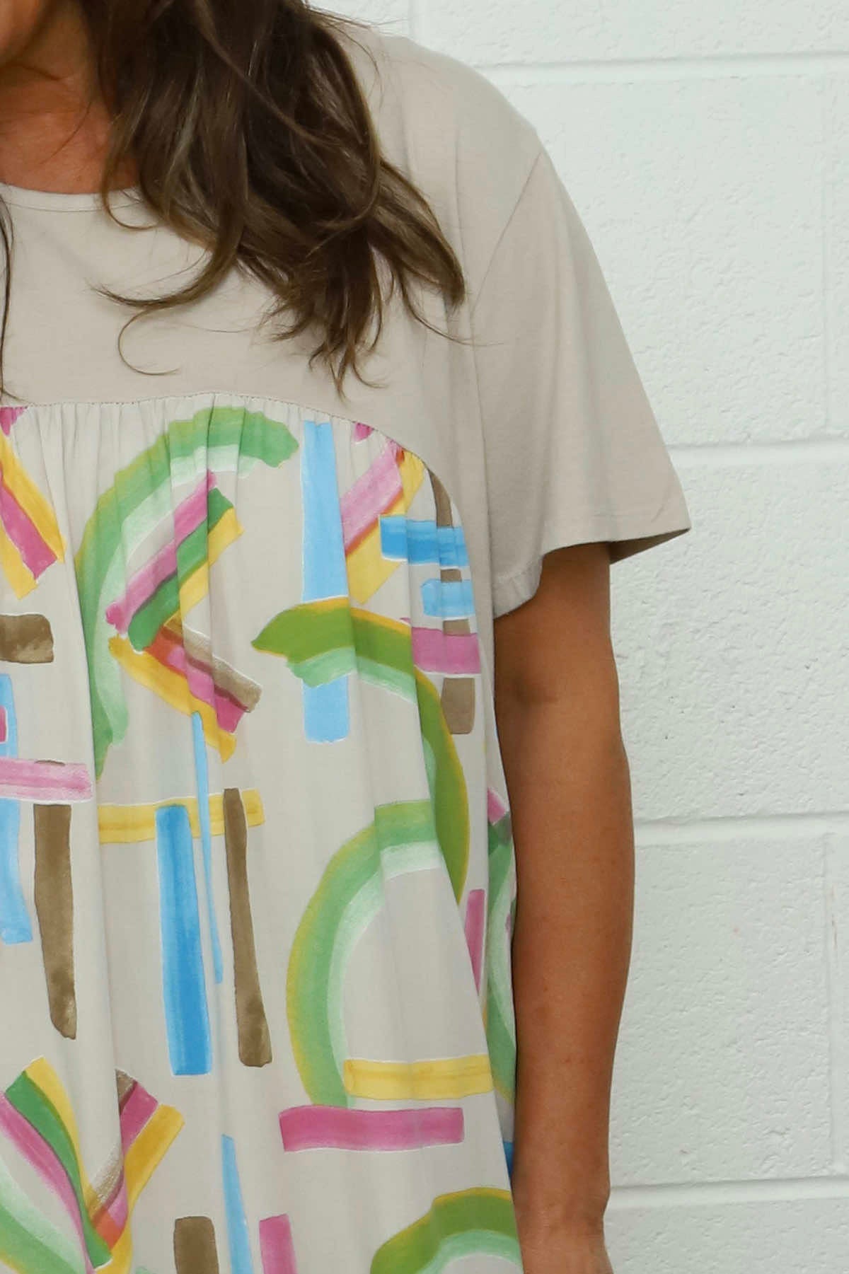 Ebony Print Cotton Dress Stone