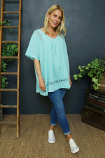 Katriel Embroidered Cotton Top Mint Mint - Katriel Embroidered Cotton Top Mint
