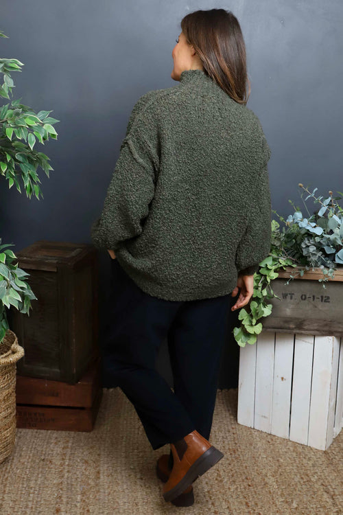 Melesina Boucle Jumper Khaki - Image 4