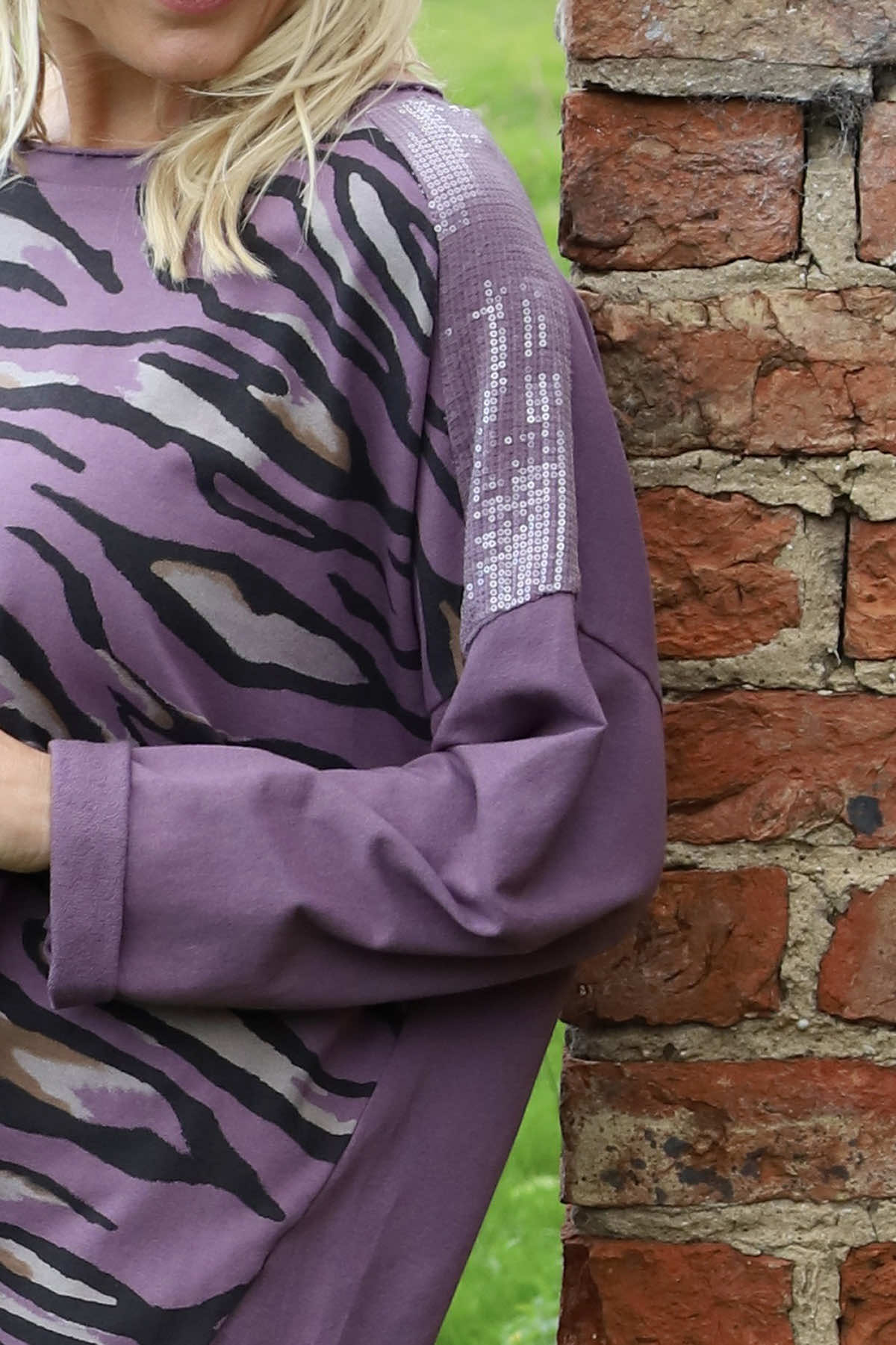 Estella Print Cotton Top Purple