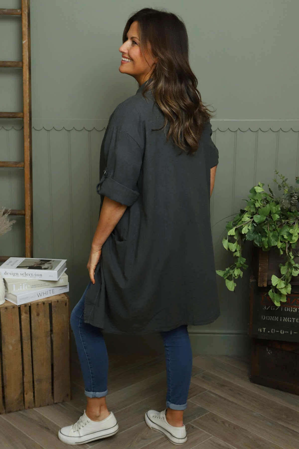 Gillian Linen Jacket Charcoal