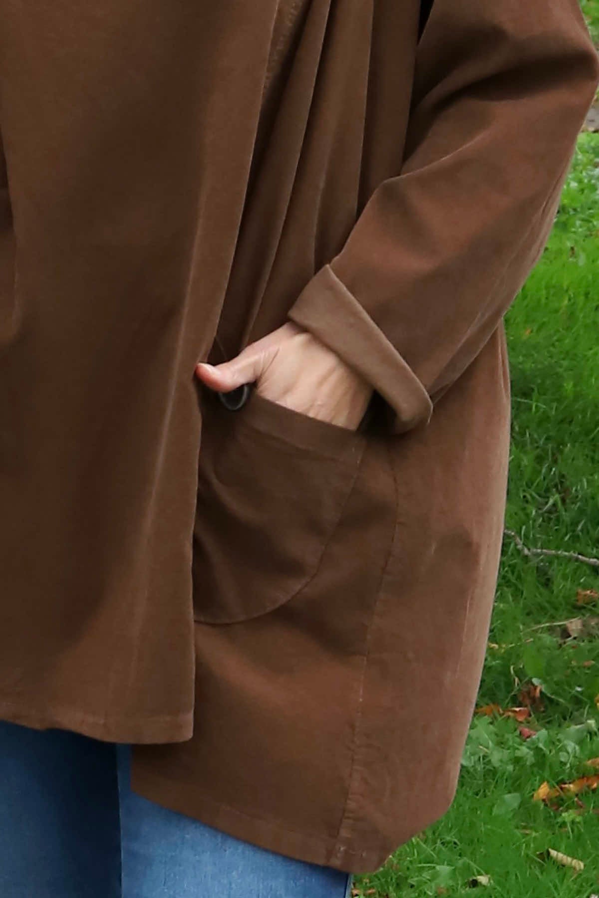 Shauna Button Pocket Needlecord Top Nutmeg