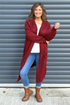 Nousha Hooded Knitted Cardigan Wine
