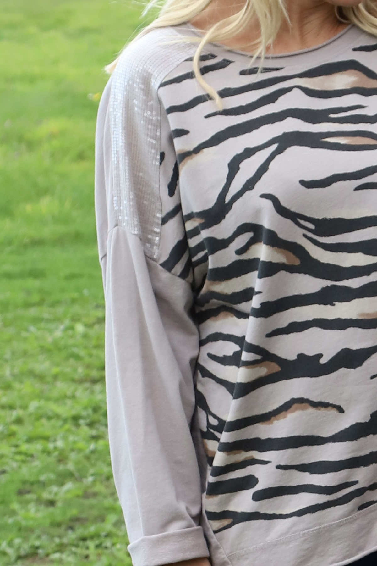 Estella Print Cotton Top Mocha