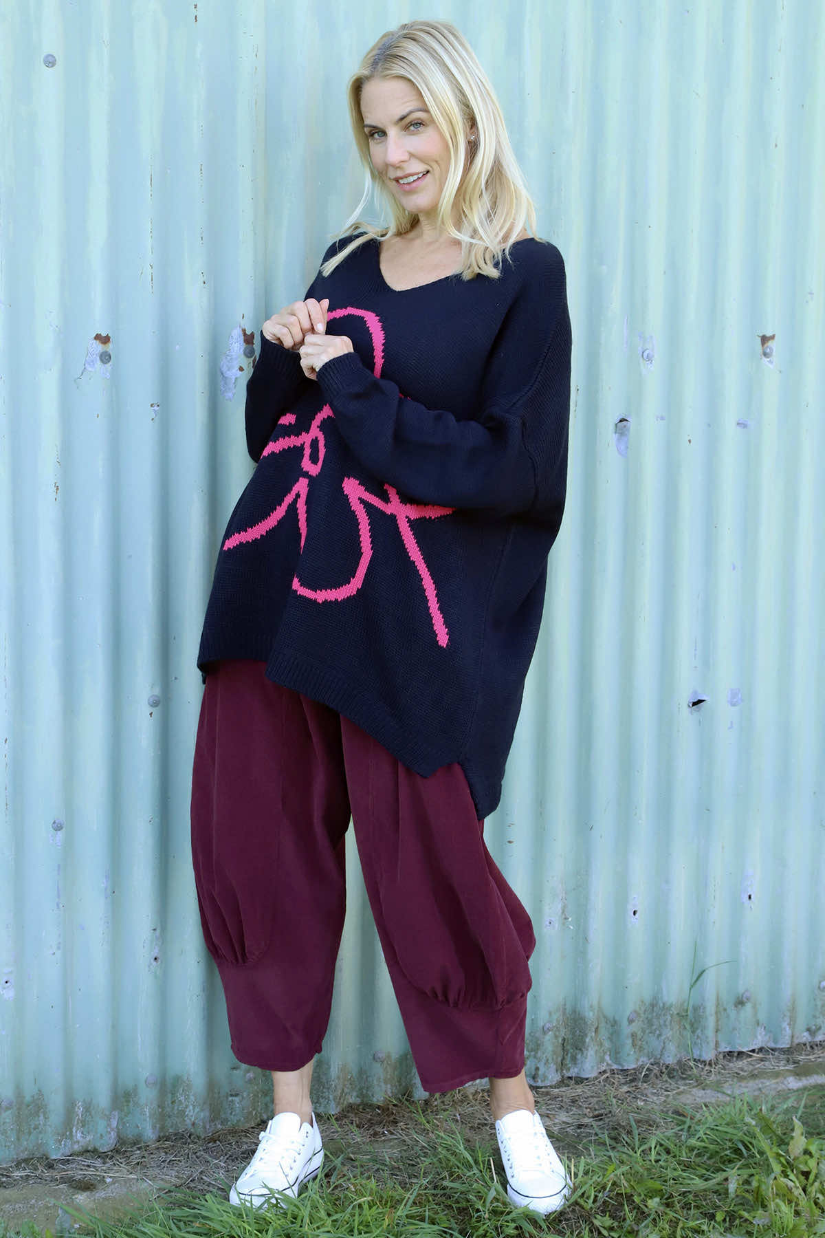 Olwen Needlecord Trousers Burgundy