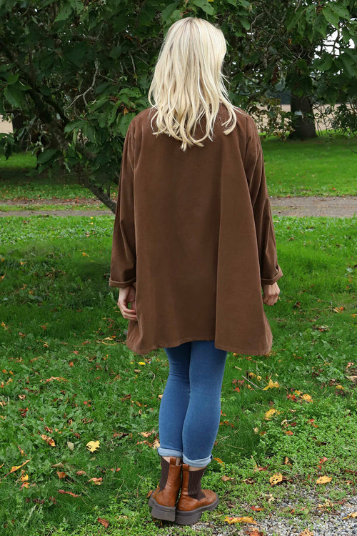 Shauna Button Pocket Needlecord Top Nutmeg - Image 4