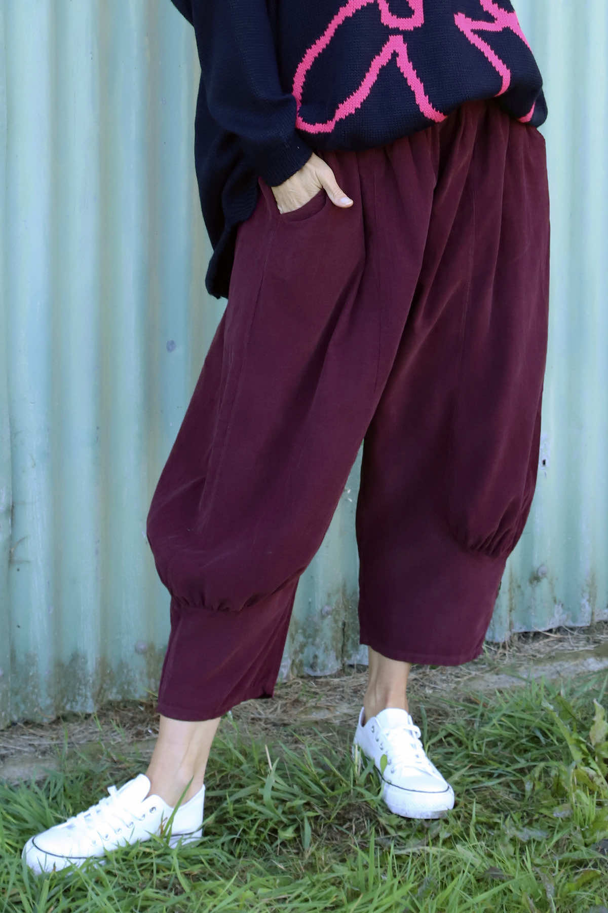 Olwen Needlecord Trousers Burgundy