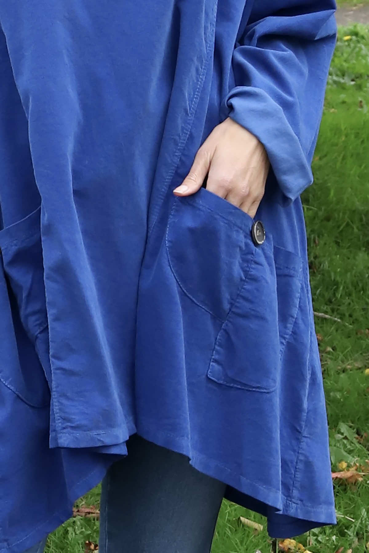 Shauna Button Pocket Needlecord Top Cobalt