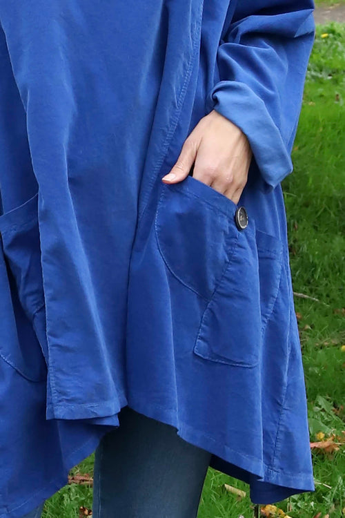 Shauna Button Pocket Needlecord Top Cobalt - Image 3