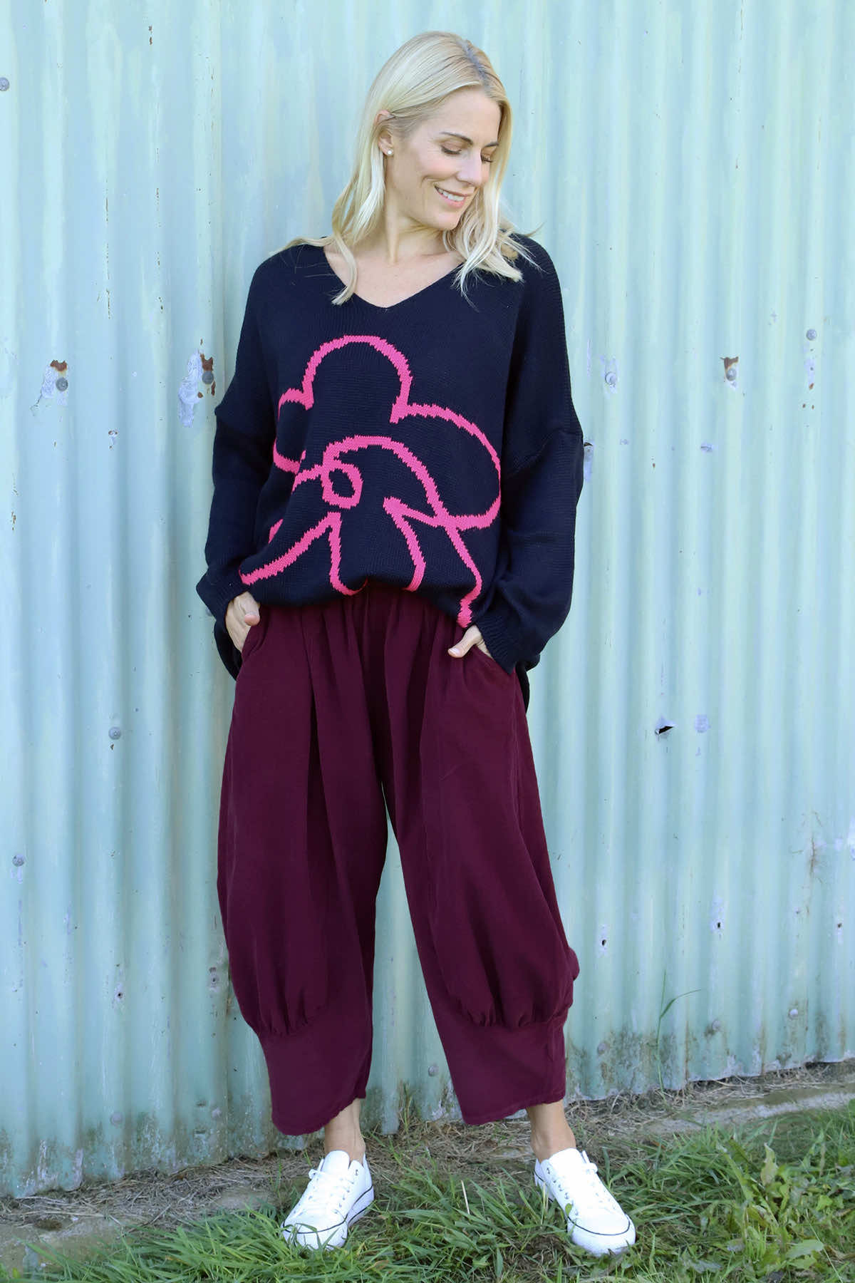 Olwen Needlecord Trousers Burgundy