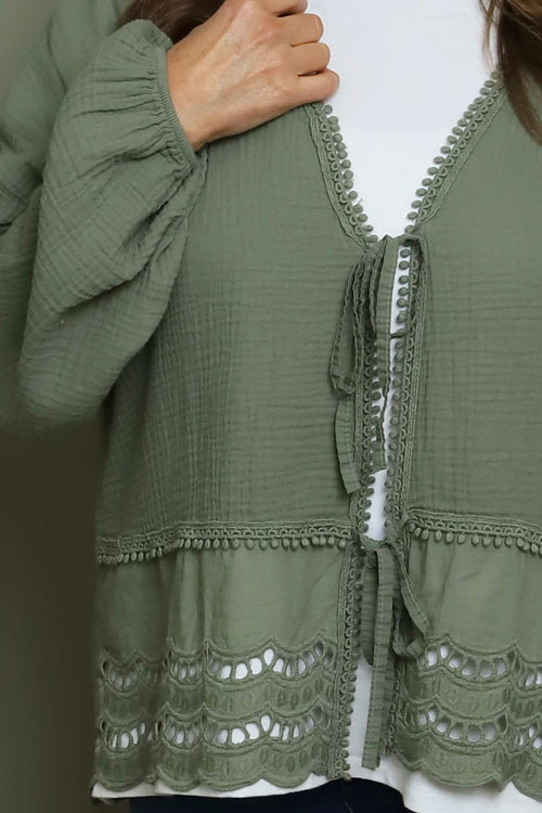 Kalkan Crinkle Cotton Jacket Khaki - Image 3