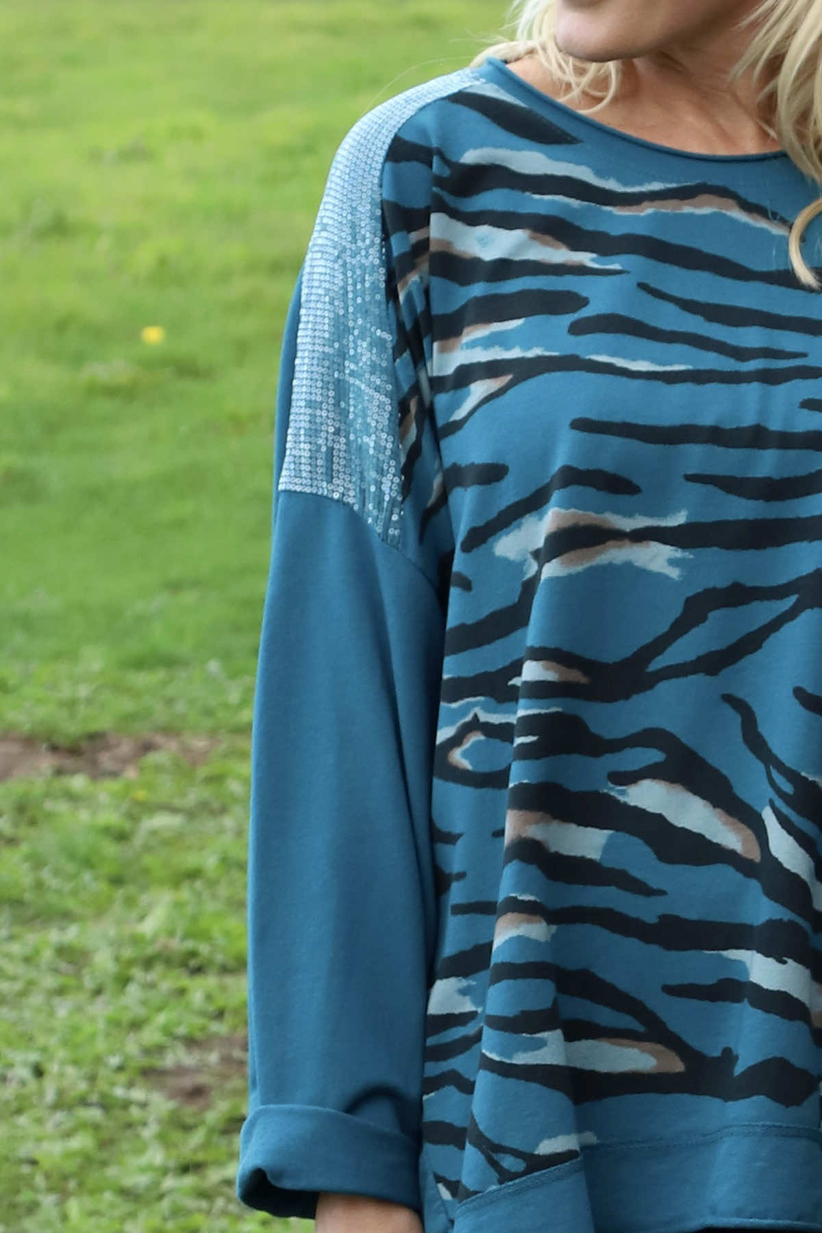 Estella Print Cotton Top Teal