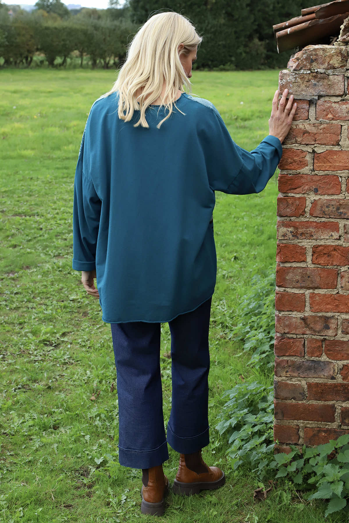 Estella Print Cotton Top Teal