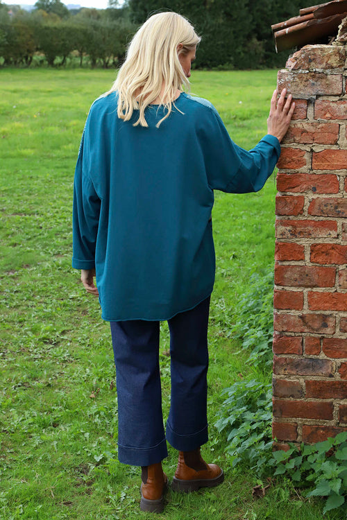 Estella Print Cotton Top Teal - Image 4