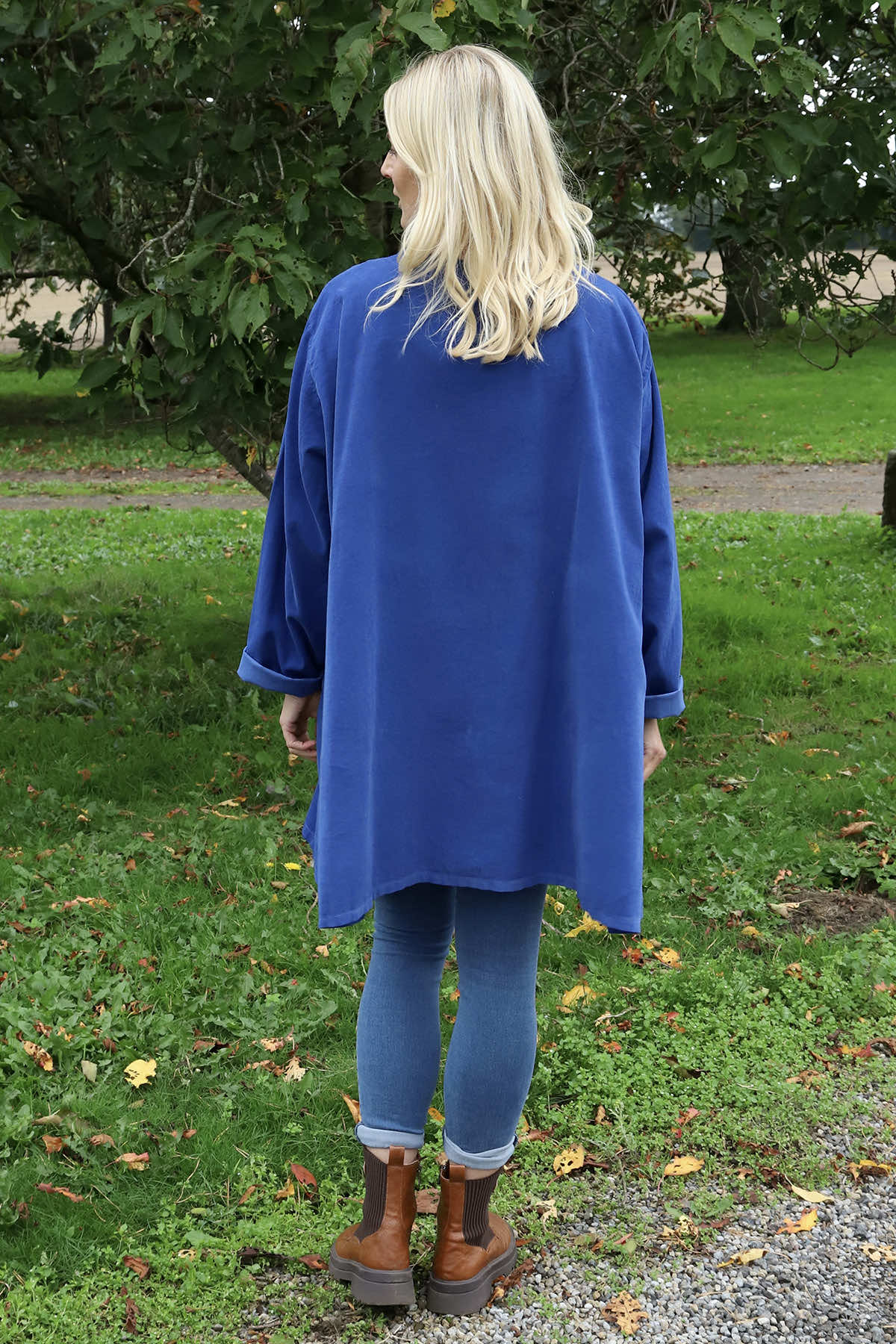 Shauna Button Pocket Needlecord Top Cobalt