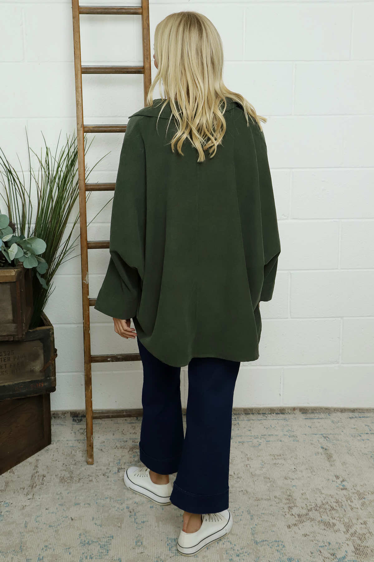 Marlena Collared Needlecord Top Khaki