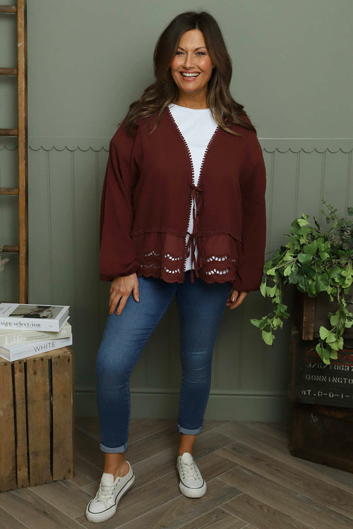 Kalkan Crinkle Cotton Jacket Wine - Image 2