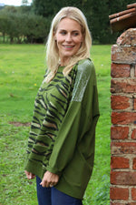 Estella Print Cotton Top Olive Olive - Estella Print Cotton Top Olive