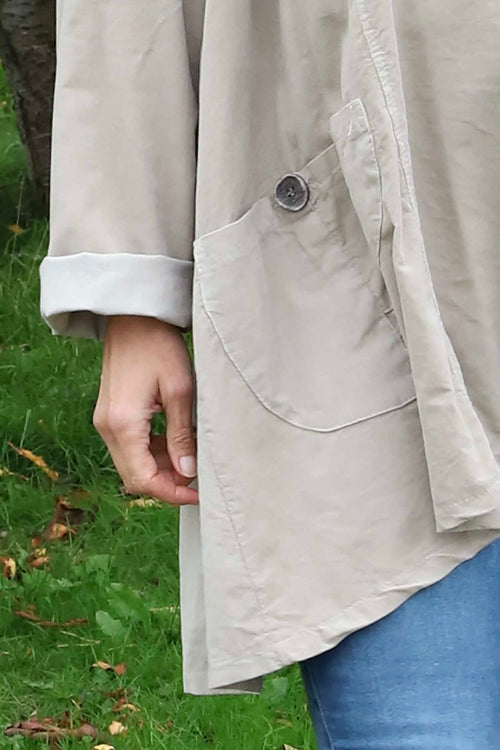 Shauna Button Pocket Needlecord Top Stone - Image 3