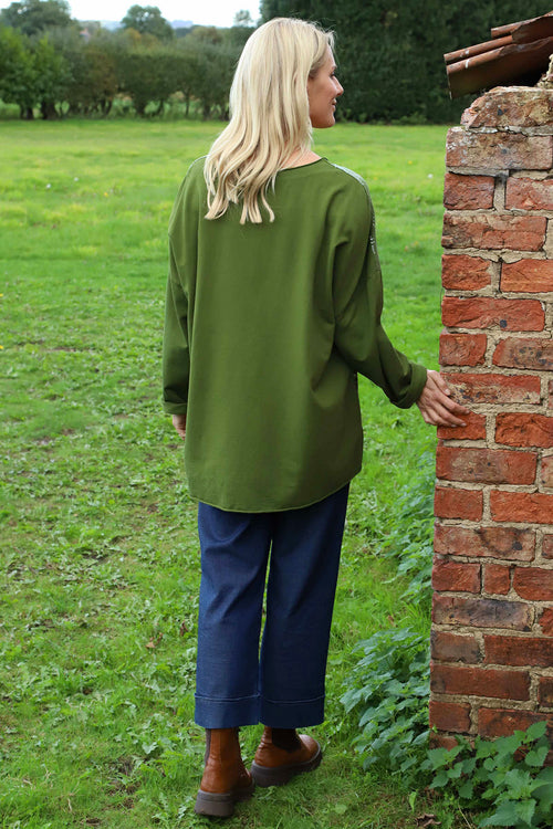 Estella Print Cotton Top Olive - Image 4