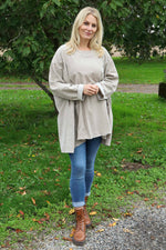 Shauna Button Pocket Needlecord Top Stone Stone - Shauna Button Pocket Needlecord Top Stone