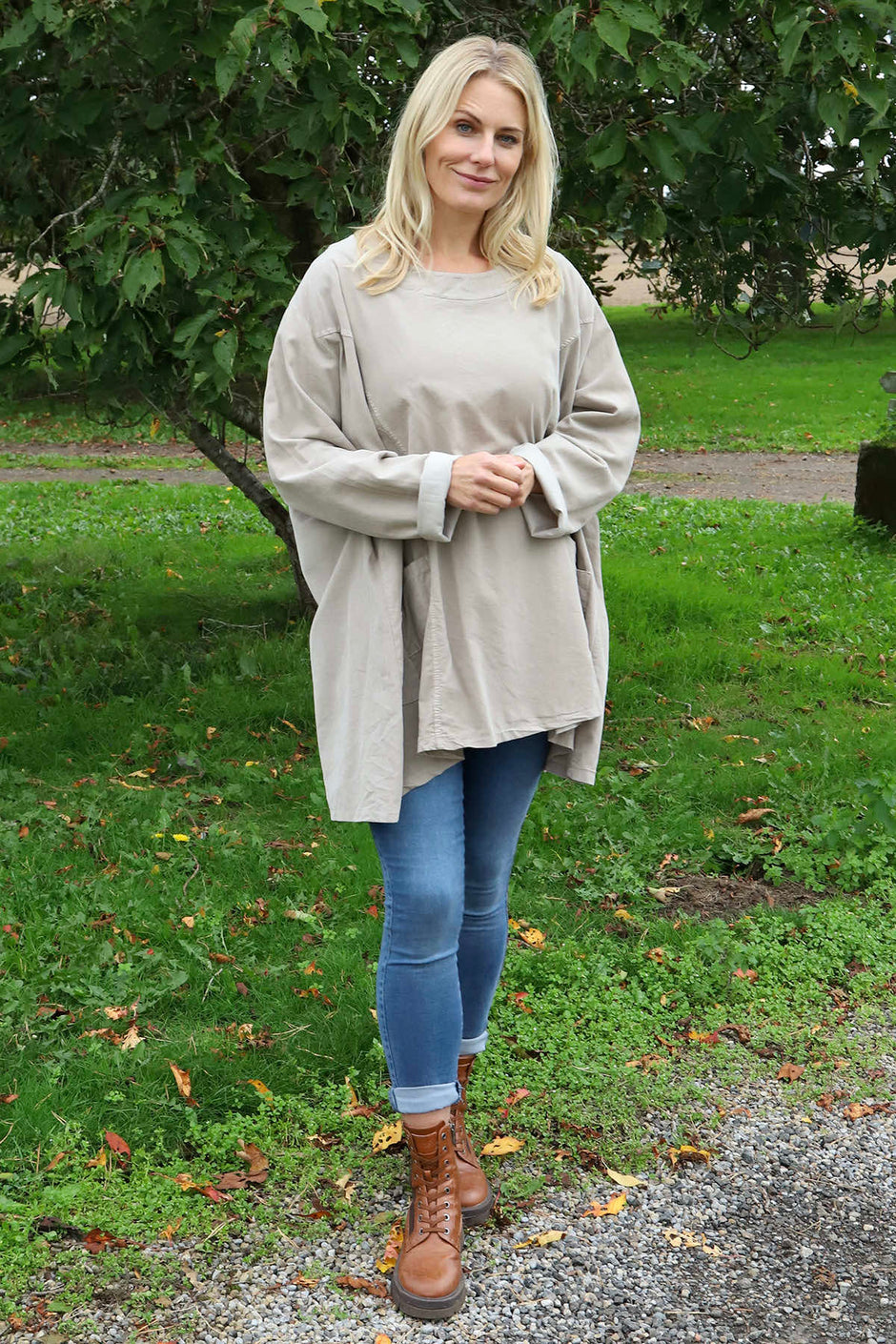 Shauna Button Pocket Needlecord Top Stone