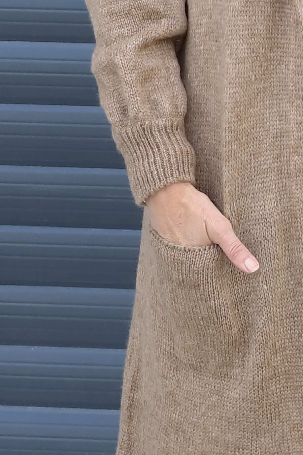 Nousha Hooded Knitted Cardigan Camel