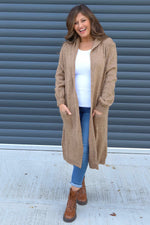 Nousha Hooded Knitted Cardigan Camel Camel - Nousha Hooded Knitted Cardigan Camel