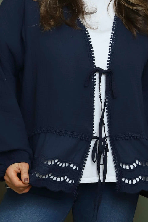 Kalkan Crinkle Cotton Jacket Navy - Image 3