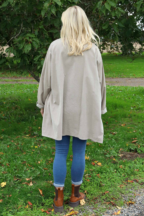 Shauna Button Pocket Needlecord Top Stone - Image 4