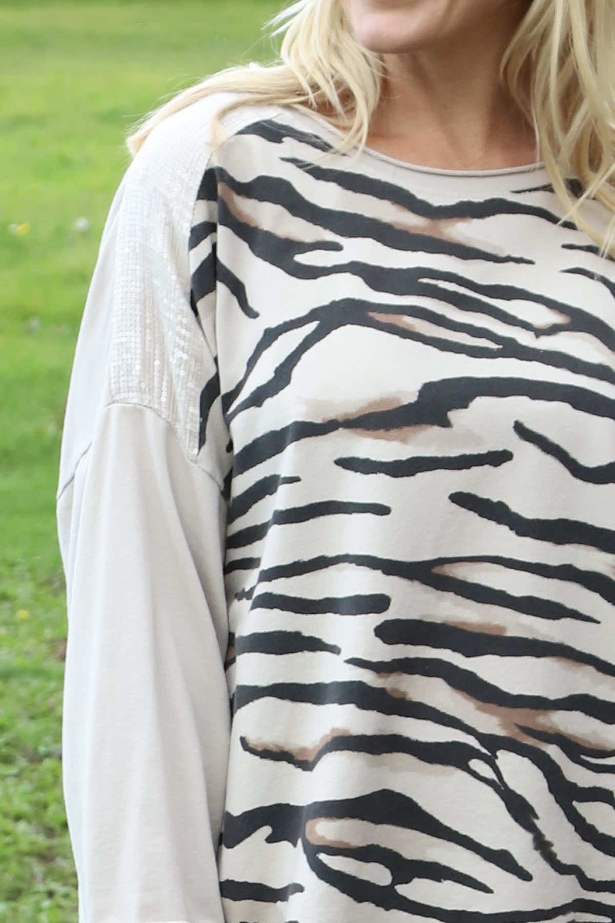 Estella Print Cotton Top Stone