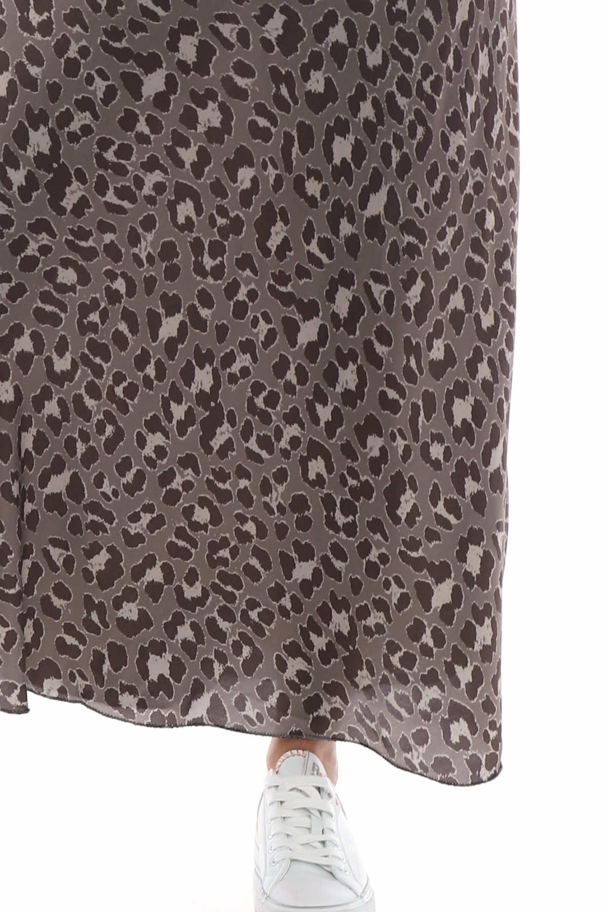 Leni Leopard Print Silky Skirt Mocha