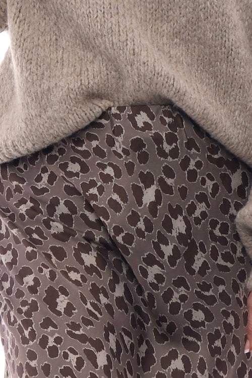 Leni Leopard Print Silky Skirt Mocha - Image 4