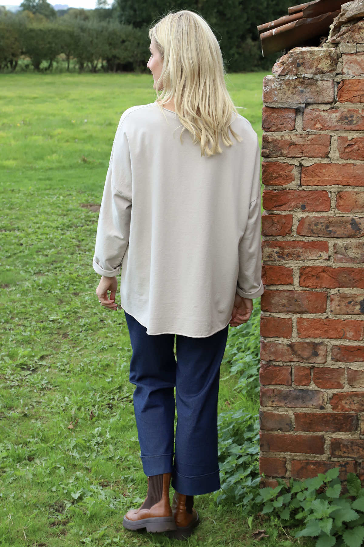 Estella Print Cotton Top Stone