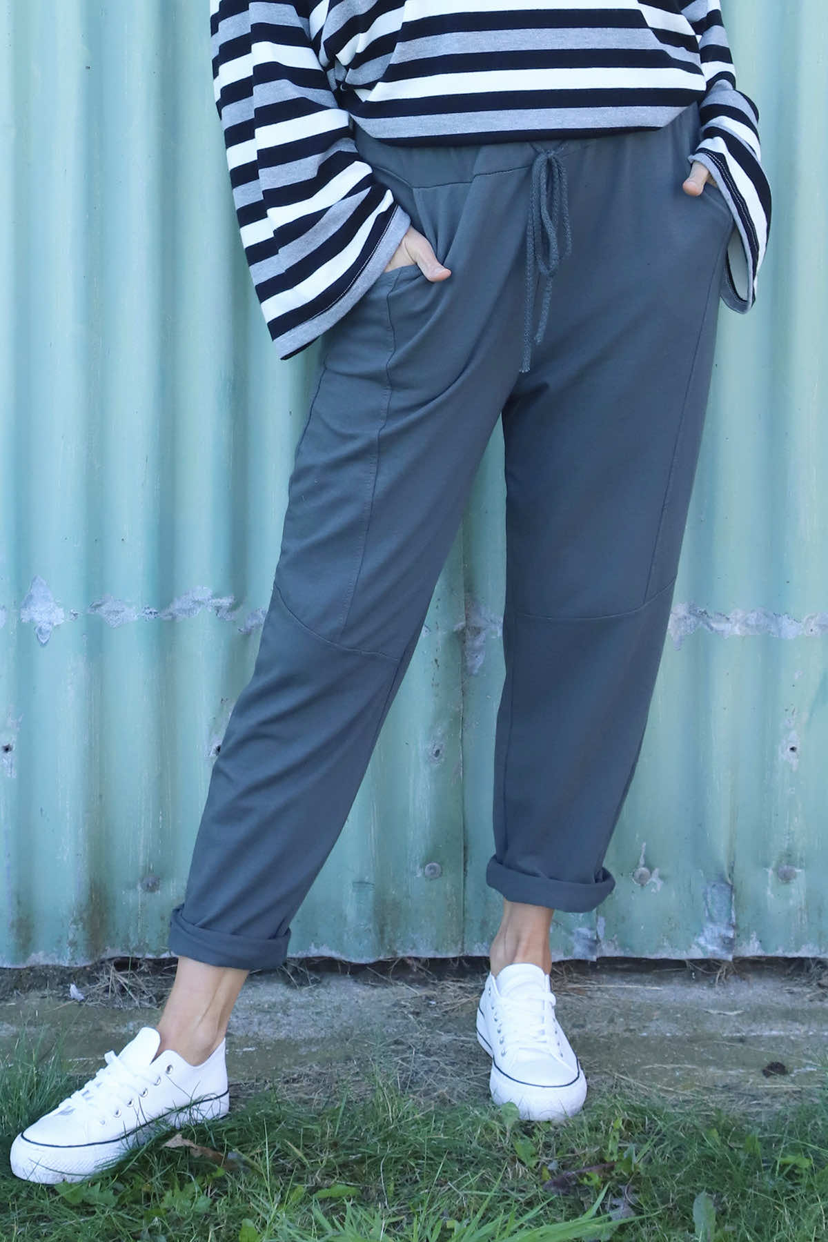 Katie Cotton Joggers Charcoal