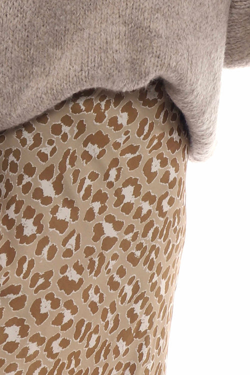 Leni Leopard Print Silky Skirt Camel - Image 3